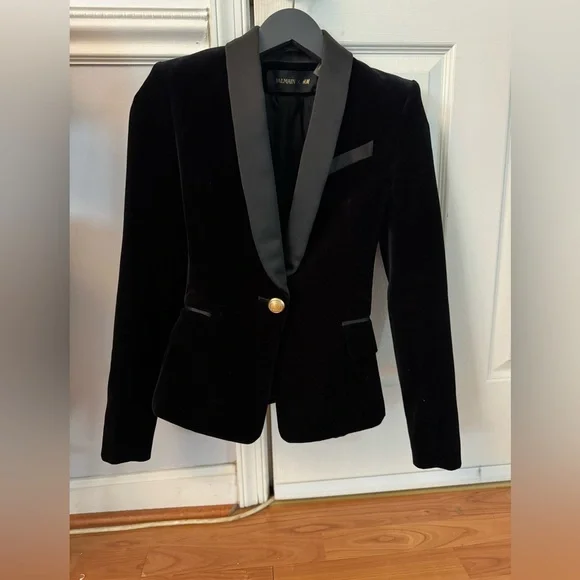 Balmain Blazer Black Velvet with Satin Lapel - Picture 1 of 5